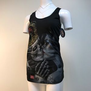 My ABEL Black racerback tank top with kiss printed